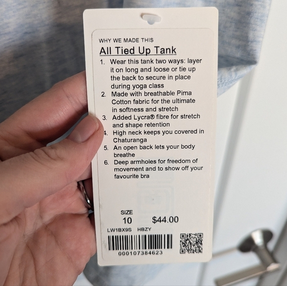Lululemon NWT All Tied Up Tank - Heathered Breezy Blue sz 10 - Picture 5 of 5